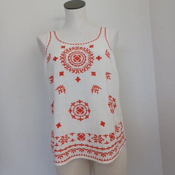 Lucky Brand Top Embroidered Tank Boho Colorful Cotton Womens Medium - Picture 2 of 12